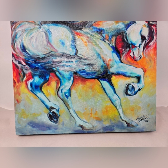 Marcia Baldwin The Stallion Prance Colorful Horse Art On Canvas 15x15 Equestrian - Picture 3 of 9